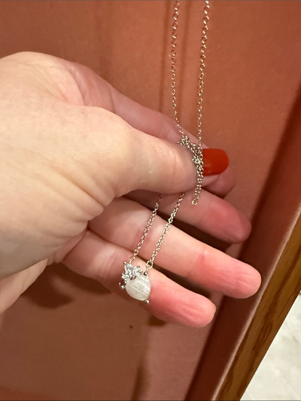 Sterling Silver Moonstone Pendant Necklace in White